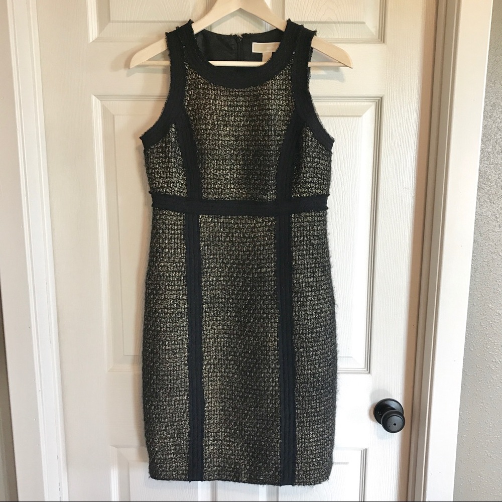 MICHAEL Michael Kors tweed dress black/gold size 6